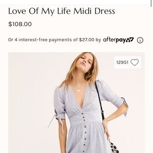 Freepeople blue linen midi dress